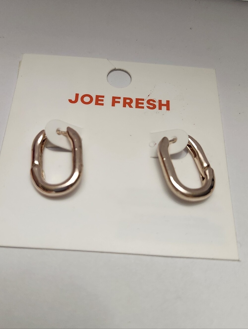 Joe Fresh Rose Gold Oval Link Hoop Earrings NEW - Picture 1 of 2
